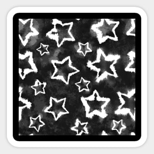 Black and White Tie Dye Stars Sticker